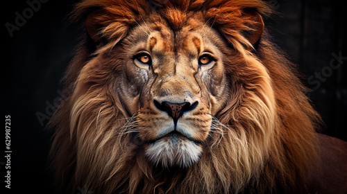 leão poderoso em fundo preto, rei da selva  © Alexandre
