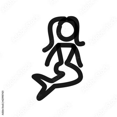 mermaid hand drawn line art doodle