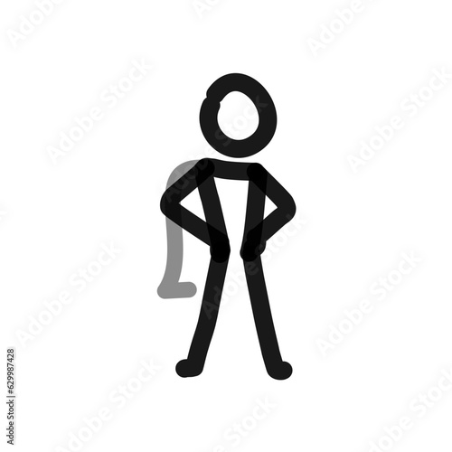 confident superhero block figure standing simple line art vector doodle
