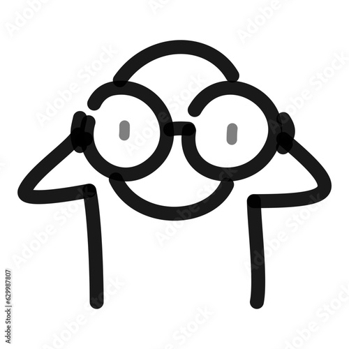 simple block figure using binoculars line art doodle
