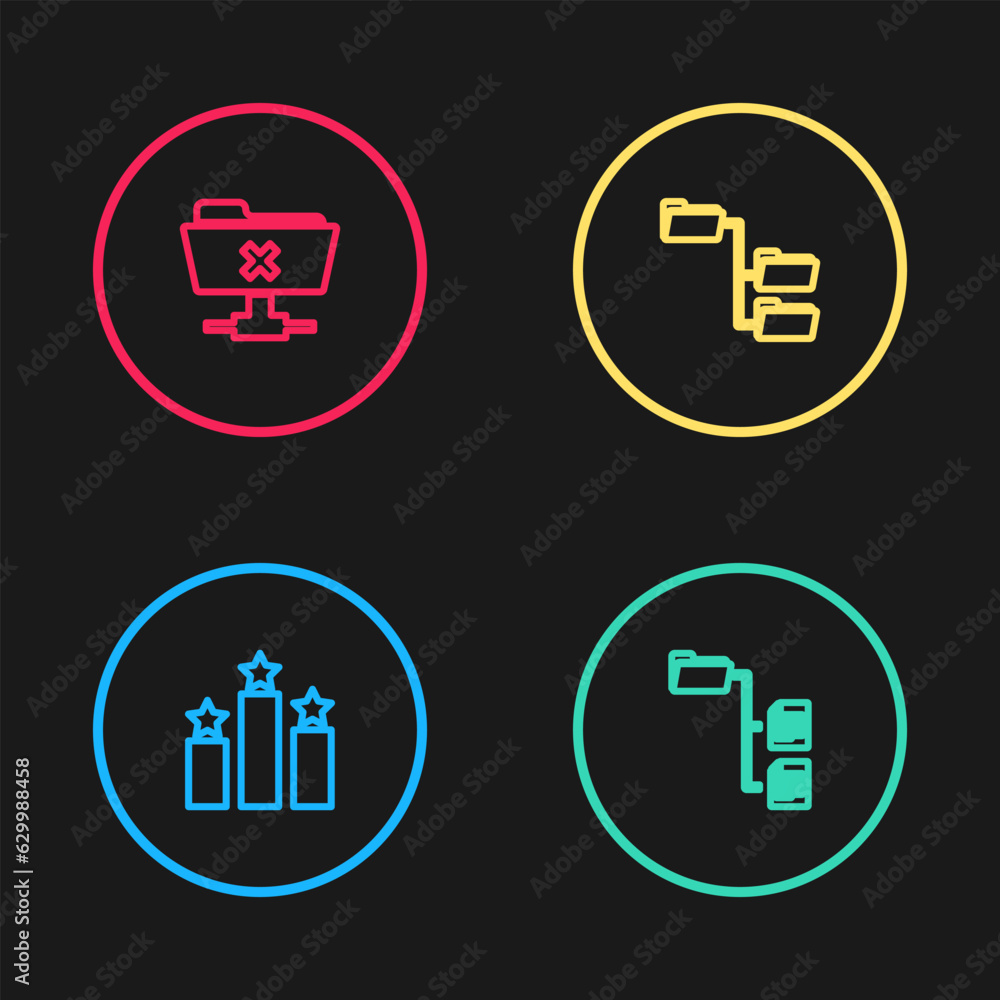 Set line Ranking star, Folder tree, and FTP cancel operation icon. Vector Set line Ranking star, Folder tree, and FTP cancel operation icon. Vector