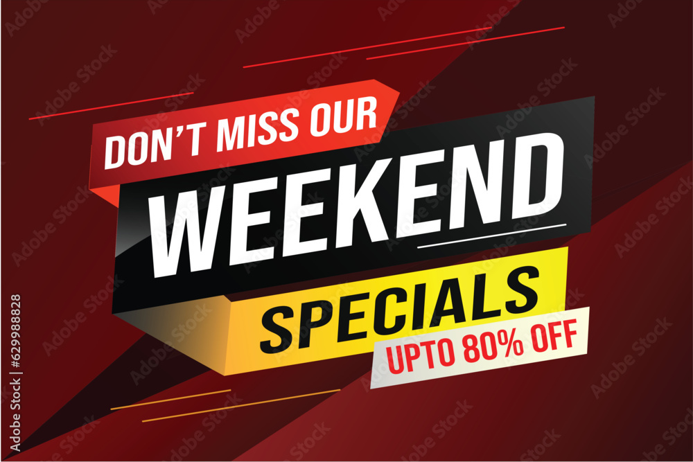 Weekend Special sale tag. Banner design template for marketing. Special offer promotion retail. background banner modern graphic design for advertising store shop, online store, website, landing page