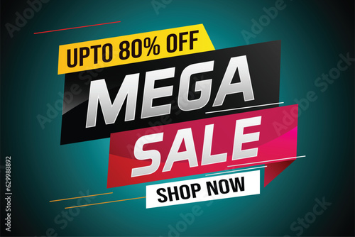 mega sale word concept vector illustration with lines and 3d style, landing page, template, ui, web, mobile app, poster, banner, flyer, background, gift card, coupon, label, wallpaper   © Flow