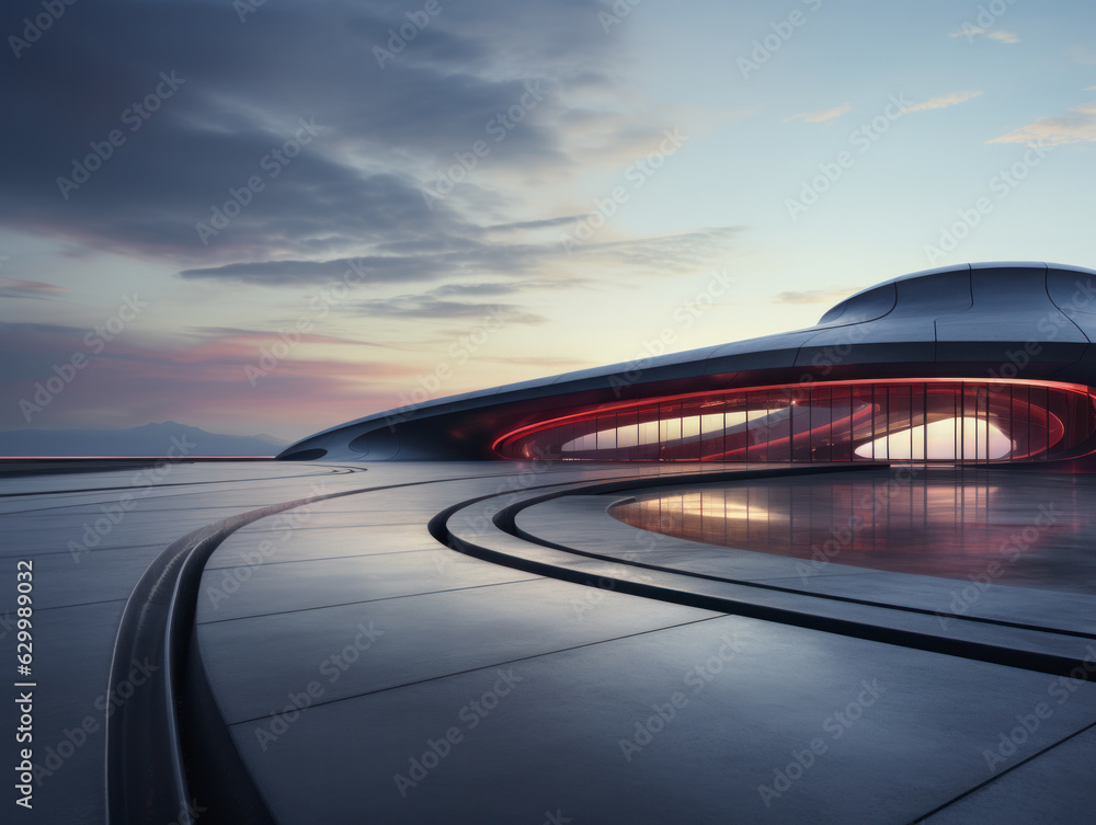 Obraz premium empty road with modern building