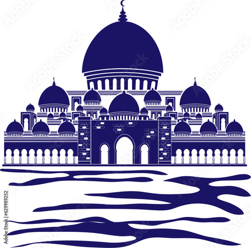 arabian city with mosque on desert