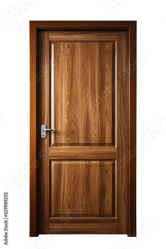 Wood door isolated on transparent background. Generative Ai