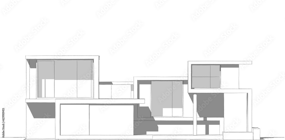 house building sketch architecture 3d illustration house building sketch architecture 3d illustration