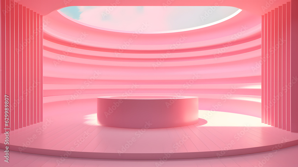 Φωτογραφία Pink Barbie style interior of the sauna room with wooden benches and hot stones