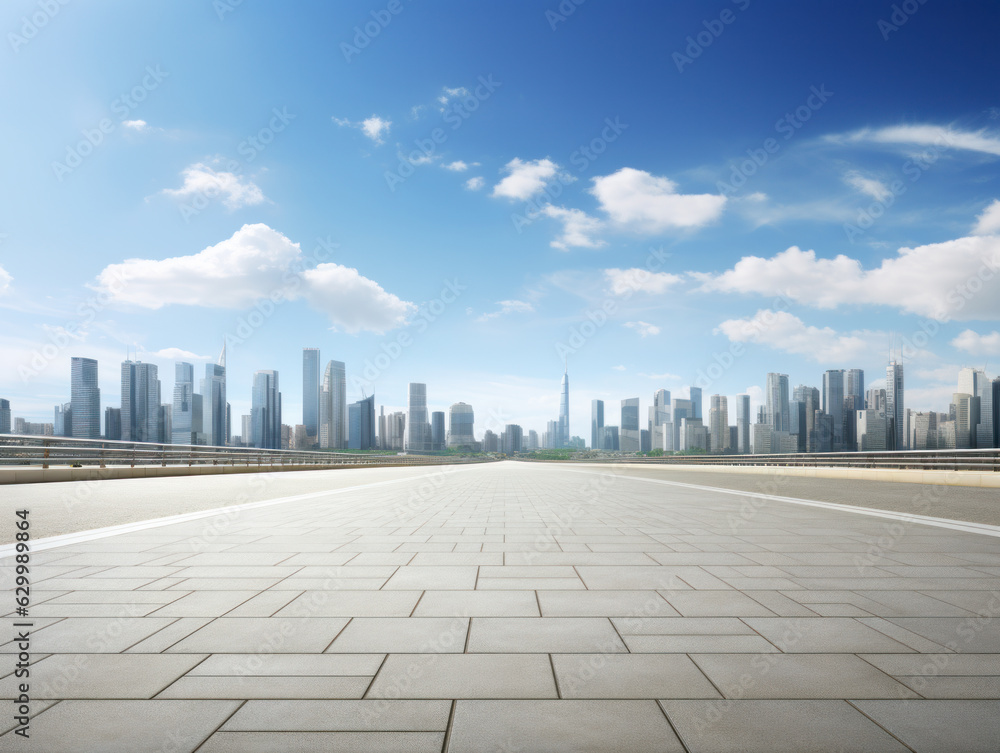 empty road with modern building.