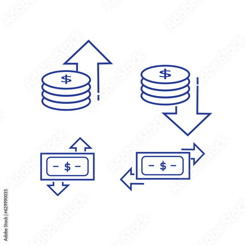 financial icon set, cycles and economic ups and downs. simple icon. vector illustration
