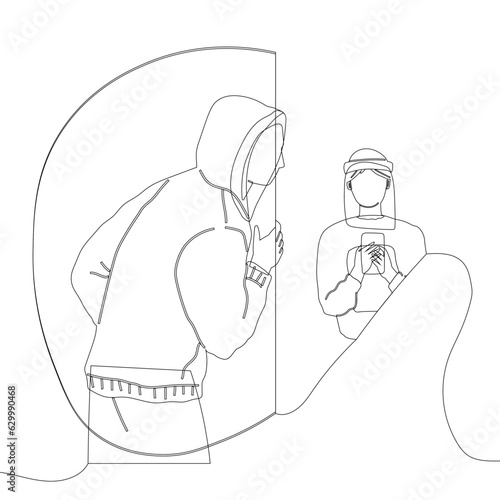 Spying, observing and sneaking. Vector illustration. Peeking person, subtle observer shielded from plain sight Spy, agent of shadows, constantly on watch Sneaking secret, hidden tales single line art