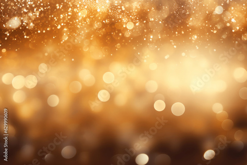 Golden blur glitter vintage lights bokeh background © Cherstva