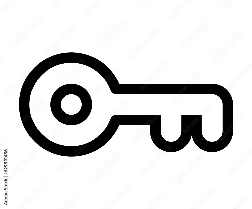 Key icon. Black key line illustration. Key icon. Black key line illustration.
