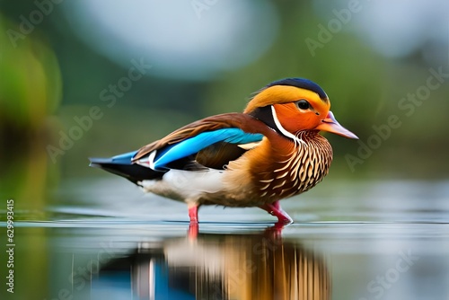 mandarin duck in the water photo