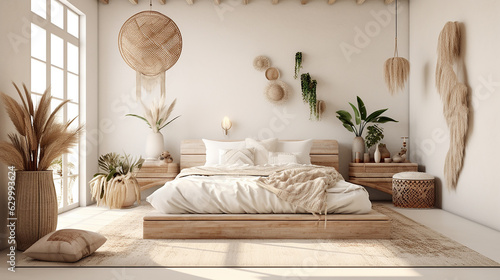 interior de quarto estilo boho  photo