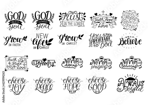 Fototapeta Set of 12 Hand lettering christian quotes