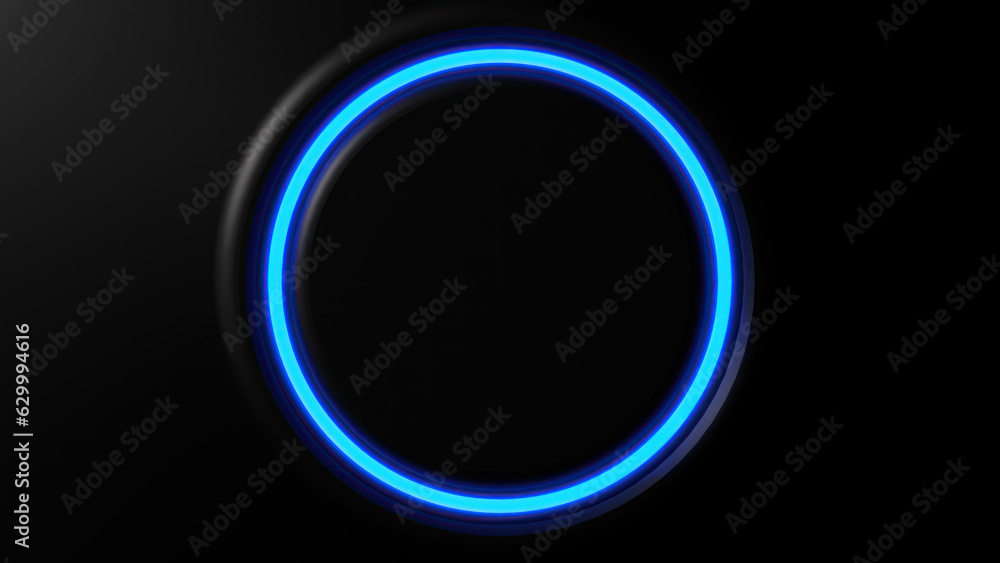 A sci-fi round fluorescent light with a glowing blue and black elegant and modern 3D rendering image background A sci-fi round fluorescent light with a glowing blue and black elegant and modern 3D rendering image background