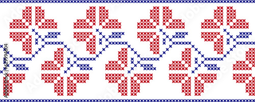 Embroidered cross-stitch ornament national pattern Ukrainian Slavic.