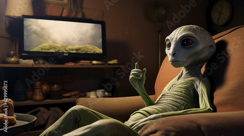 Extraterrestrial viewer chuckles at sci-fi's imaginative alien civilizations.