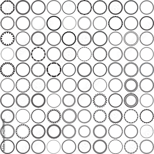 100 African border frames. Collection of 100 Round Decorative Ornamental Border Frames in an African theme, ideal for vintage label, logo or menu designs.
