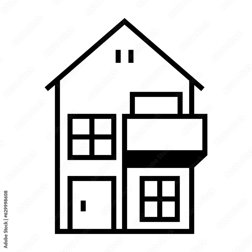 Home building single icon in outline style Home building single icon in outline style