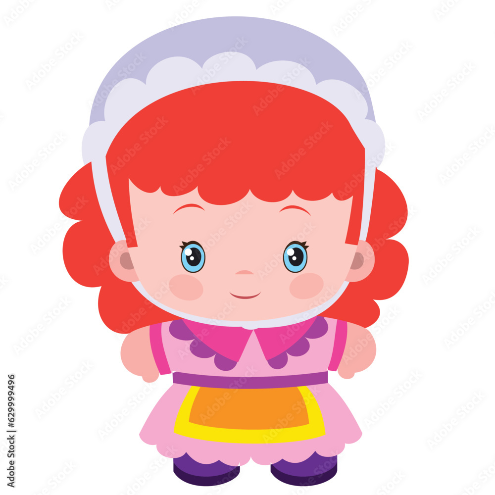 flat, farm woman in bonnet and apron, isolated object on white background, vector illustration, flat, farm woman in bonnet and apron, isolated object on white background, vector illustration,