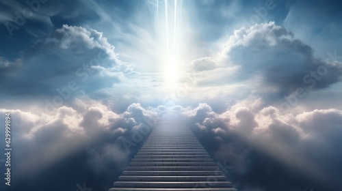 Tableau sur toile Way to Heaven in clouds