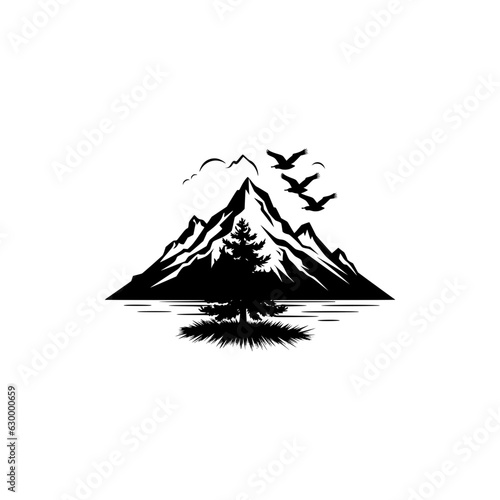 Abstract vector landscape nature or outdoor mountain view silhouette