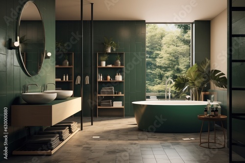 Green bathroom modern background