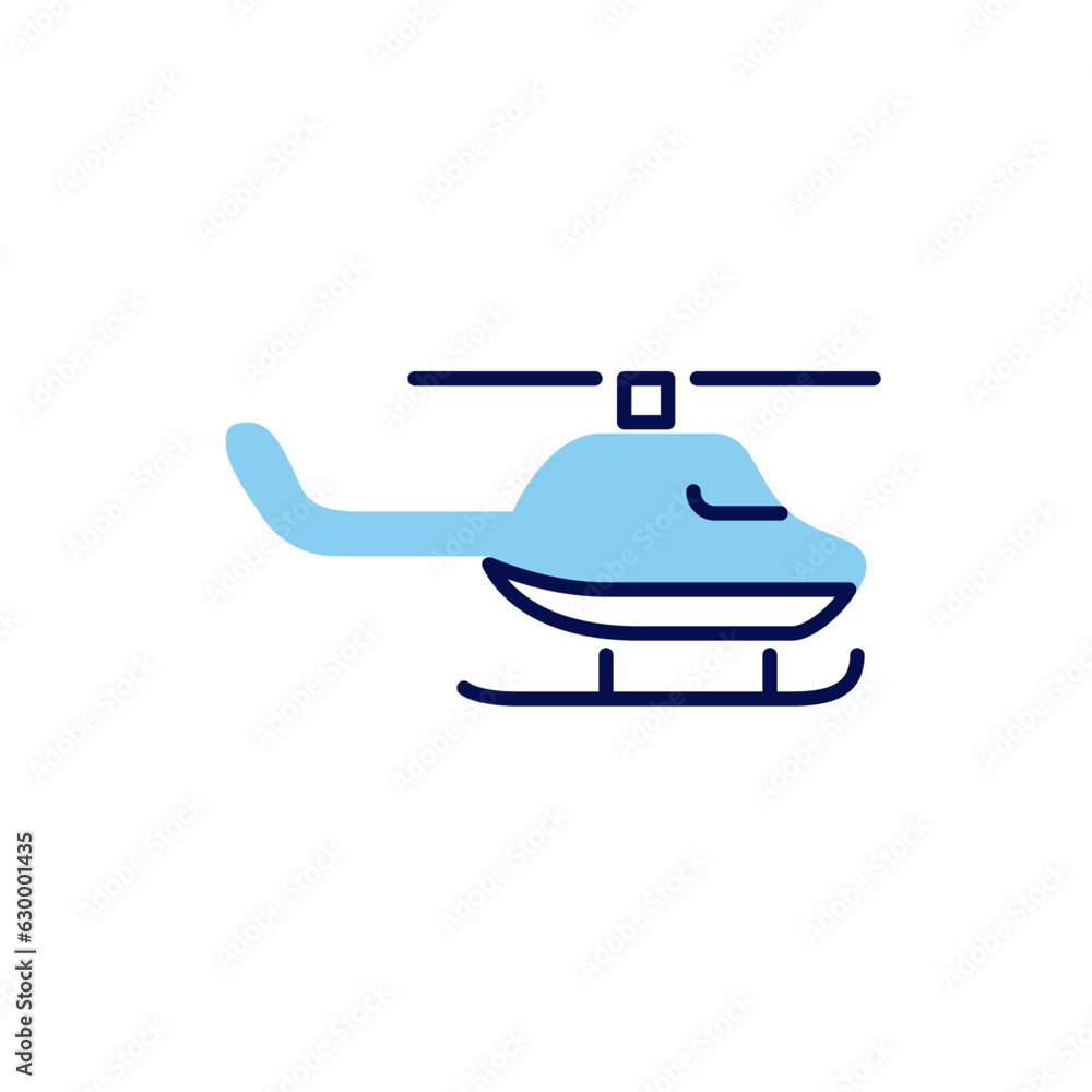 Helicopter related vector line icon. Isolated on white background. Vector illustration. Editable stroke