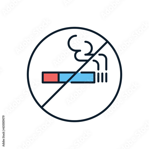 No smoking prohibition sign related vector icon. Prohibition Sign Cigarette. Isolated on white background. Editable vector illustration