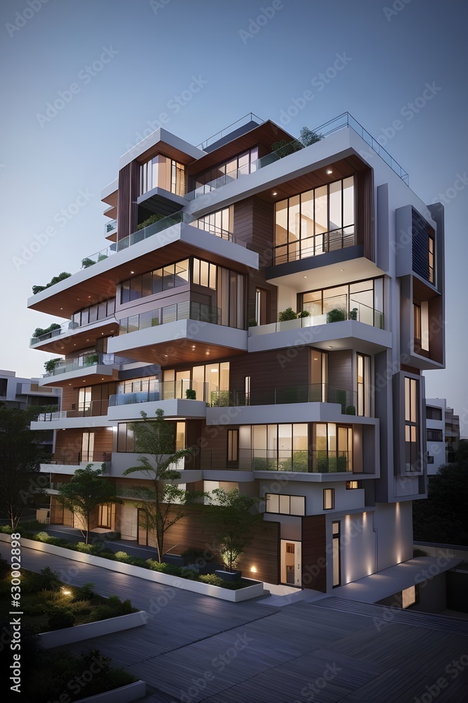 Modern living building with 4th floor Modern living building with 4th floor