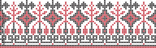 Embroidered cross-stitch ornament national pattern Ukrainian Slavic.