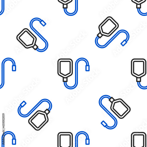 Line IV bag icon isolated seamless pattern on white background. Blood bag. Donate blood concept. The concept of treatment and therapy, chemotherapy. Colorful outline concept. Vector