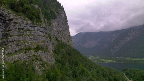 Wallpaper Mural Stunning Austrian mountains from a bird's-eye view. Fascinating blue lake, green mountain forests. Mountain towns. Roads for travel. Torontodigital.ca