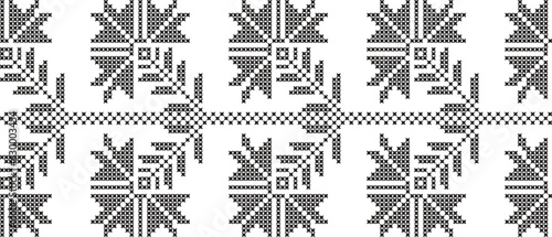 Embroidered cross-stitch ornament national pattern Ukrainian Slavic.