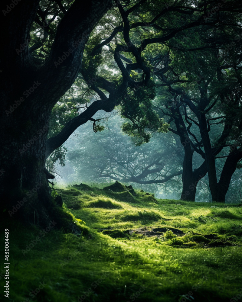 A beautiful view of countryside landscape with green grass and old trees. Nature design theme. A beautiful view of countryside landscape with green grass and old trees. Nature design theme.
