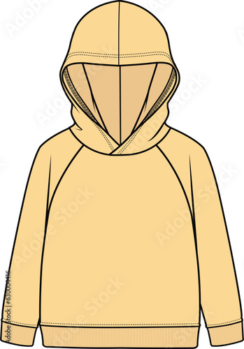 Kids Outerwear Hoodie with Hood Vector Illustration