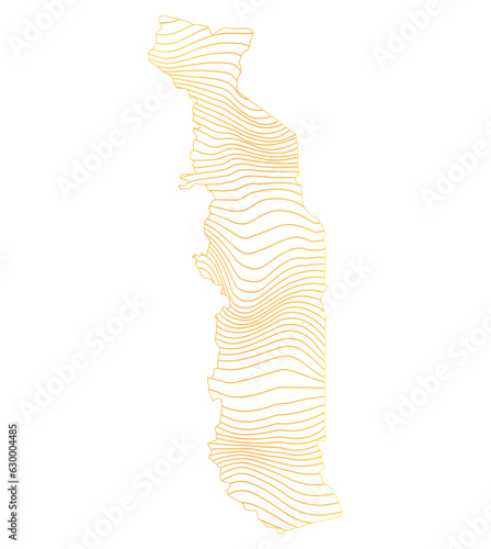 abstract map of Togo - vector illustration of striped gold colored map