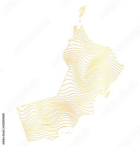 abstract map of Oman - vector illustration of striped gold colored map