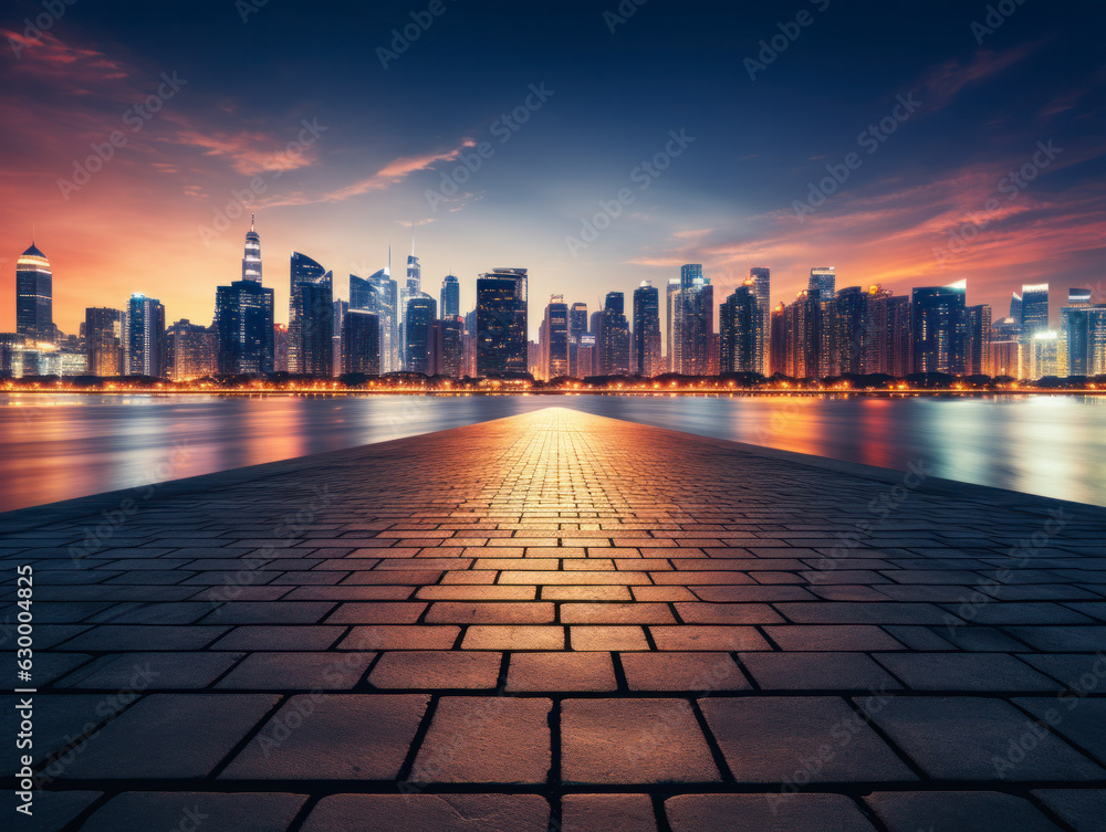 empty road with city background.