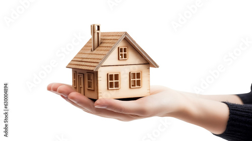 Transparent Home in Caring Hands: House Held by Human Hands - Captivating Stock Image for Sale. Transparent background