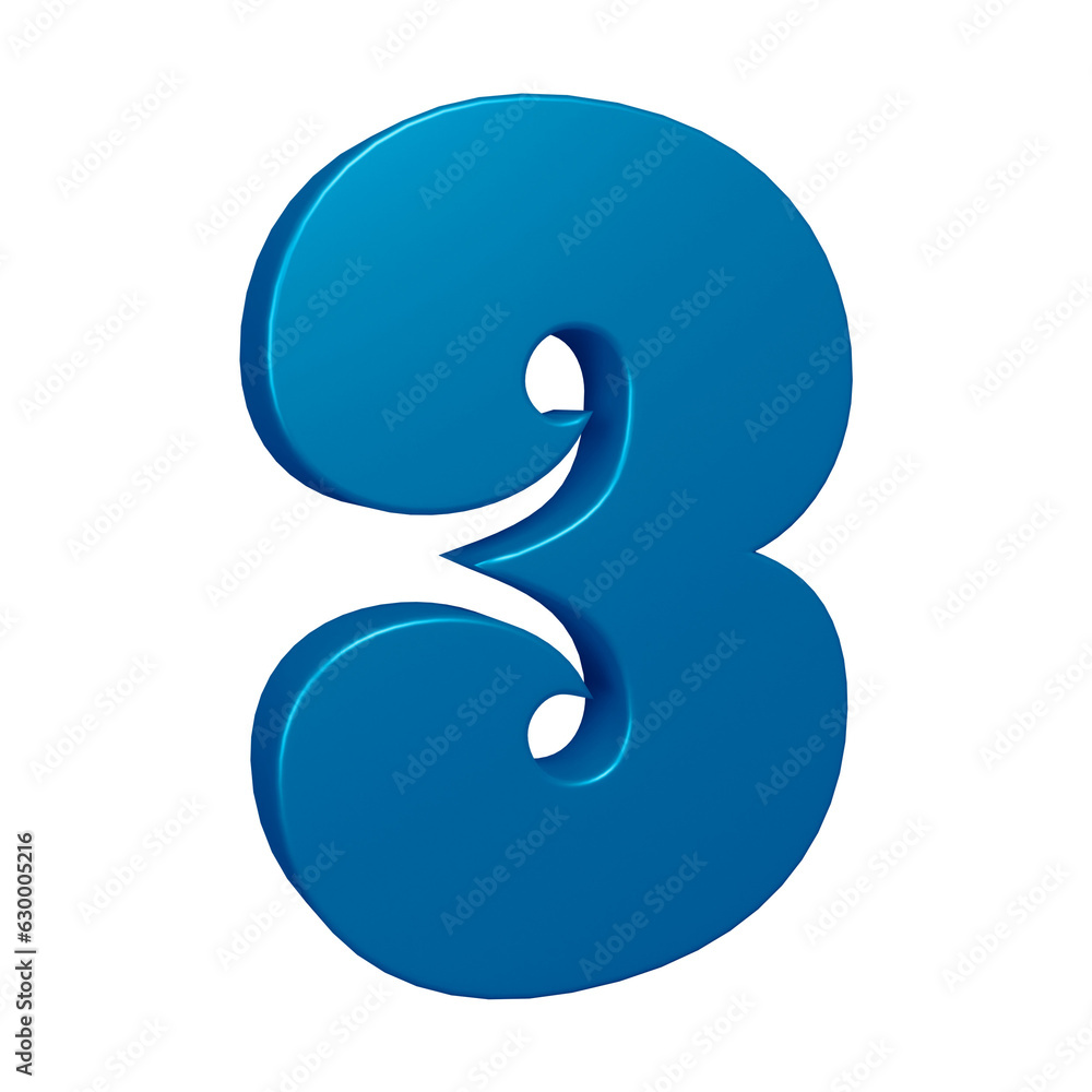 3d blue number 3 design for math, business and education concept 3d blue number 3 design for math, business and education concept
