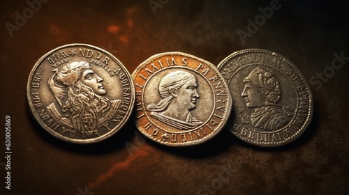 Roman Coins Treasure. Pile of Impire Roman Coins photo