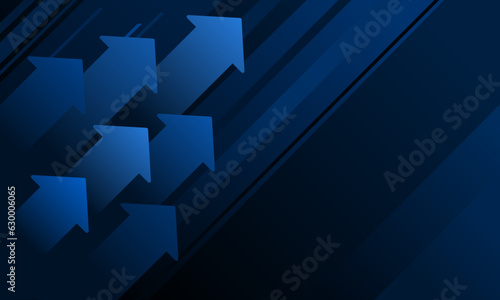 Business presentation with oblique-up arrows on blue background template. Vector illustration.