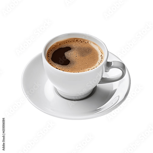 Hot invigorating black coffee in a ceramic cup, isolated, AI Generation