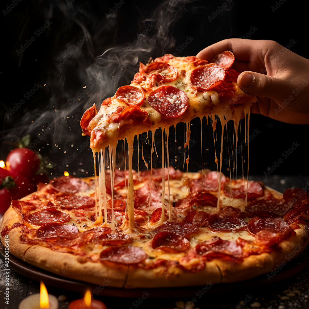 Pizza lover's delight: a person holding a mouthwatering pepperoni pizza, the embodiment of pure happiness and indulgence. 🍕🤤