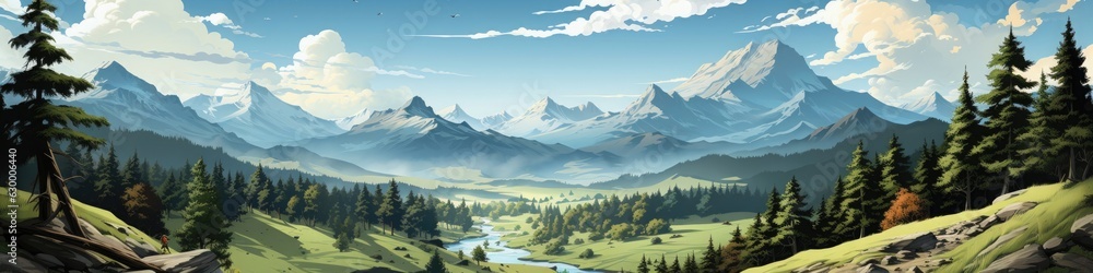 Mountain range, Background,  HD, Generative Ai
