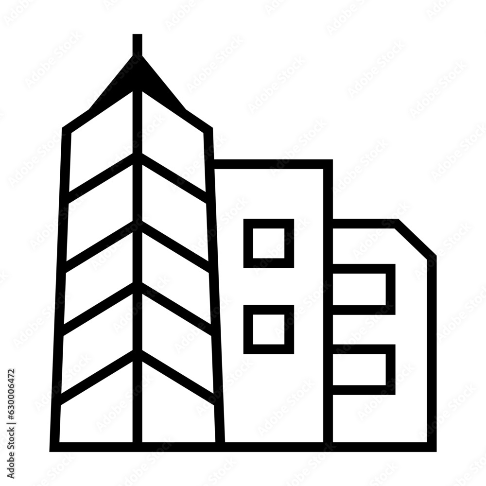 Office building single icon in outline style Office building single icon in outline style