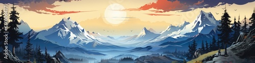 Mountain range, Background, HD, Generative Ai